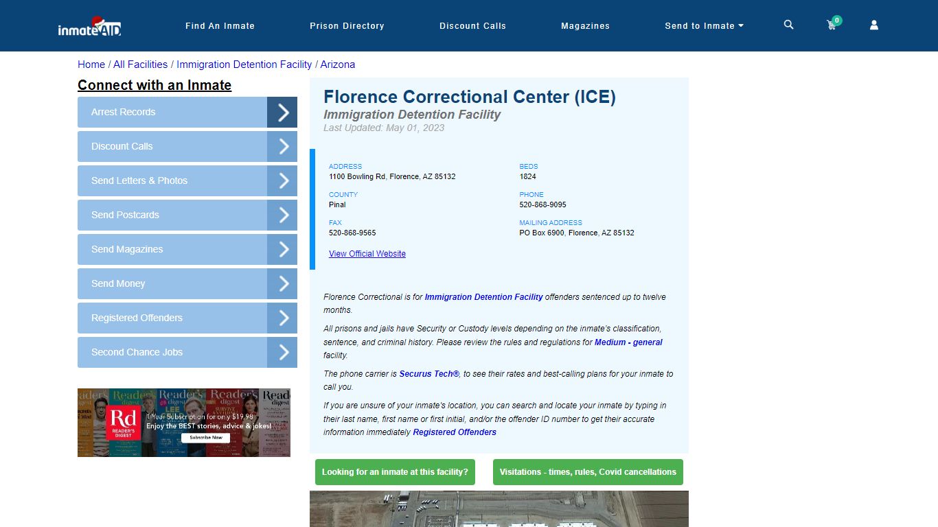 Florence Correctional Center (ICE) - Inmate Search - Florence, AZ